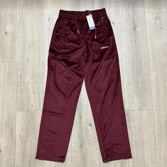 Adidas Originals Monogram Velour Track Trefoil Pants Shadow Red IX6735 Size XS